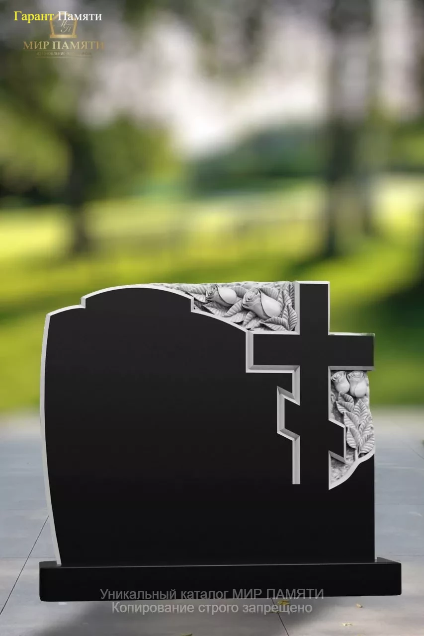 Памятник из гранита Малыш Крест с розами 255